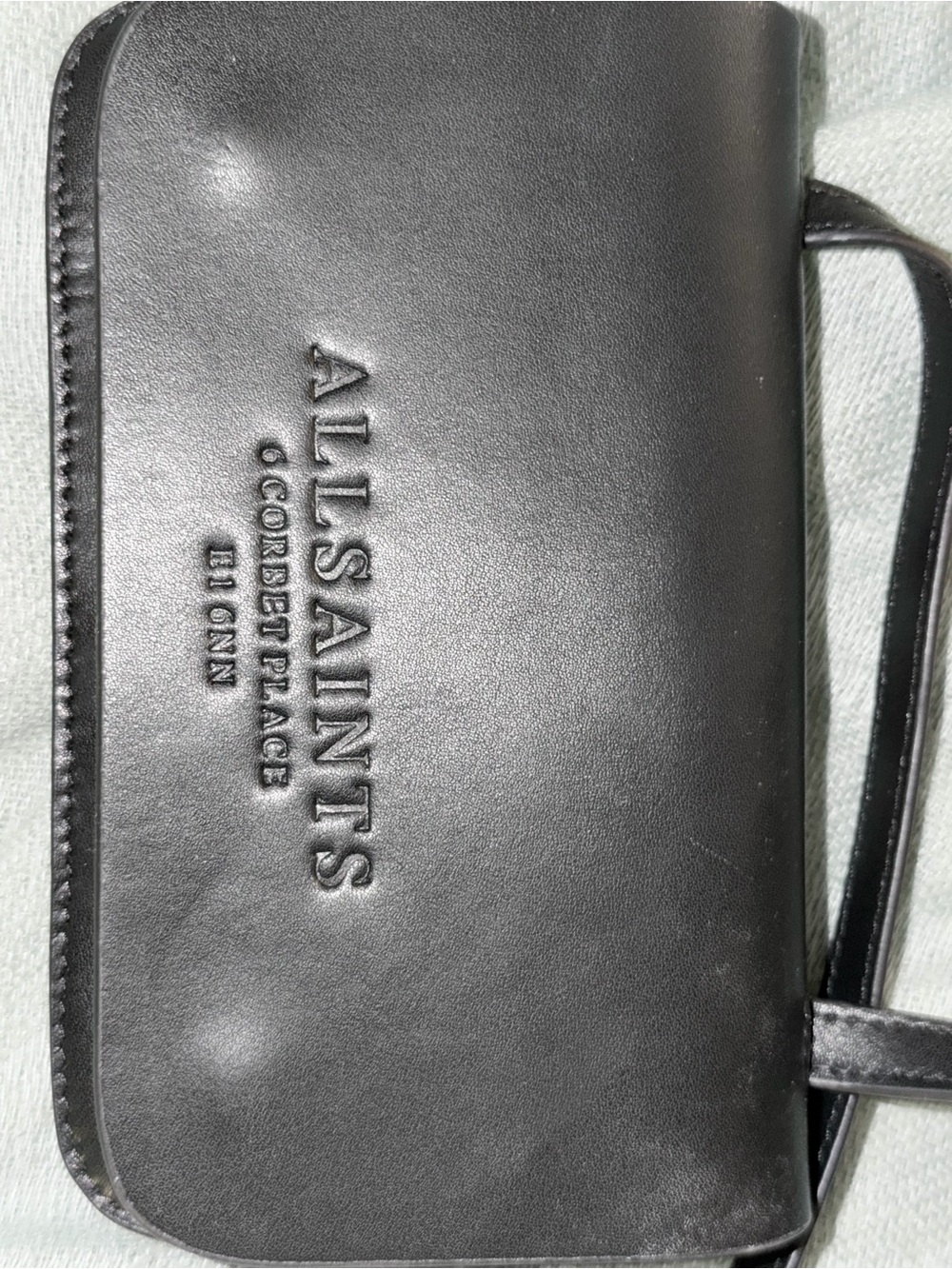 AllSaints Black Embossed Leather Clutch